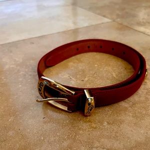 Brighton leather belt, golf theme, red, new with tag on back of buckle.